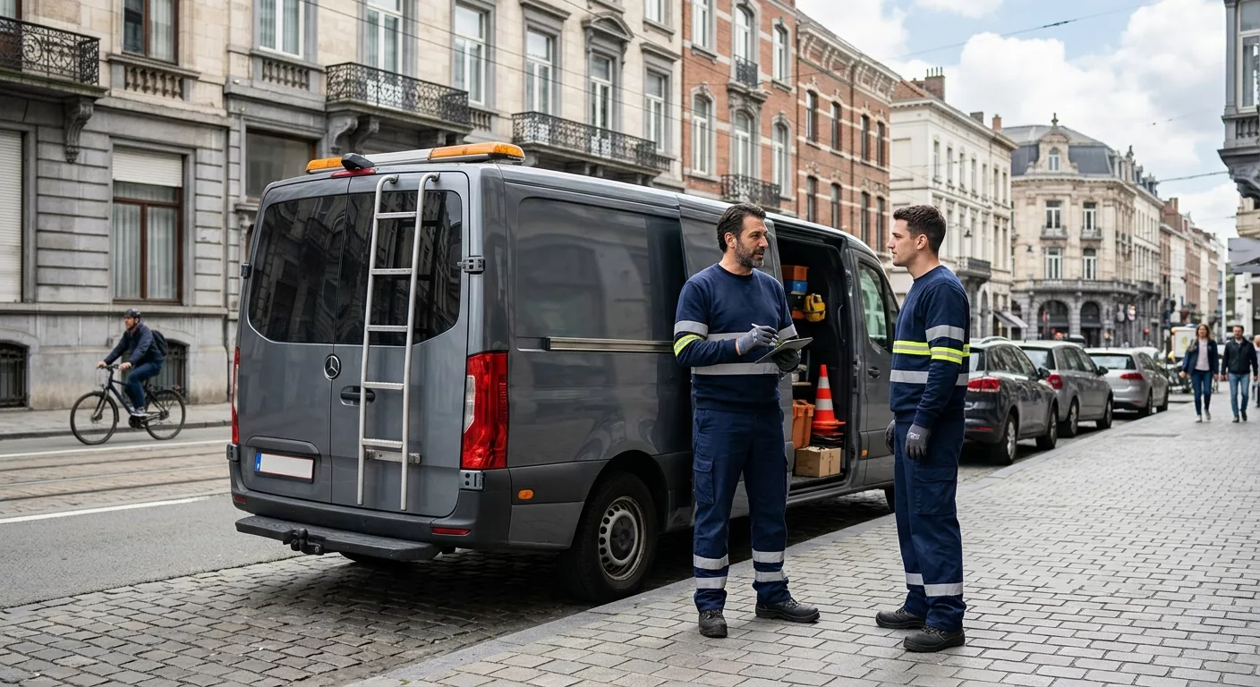 deux-techniciens-en-tenue-de-securite-1yku Deux techniciens en tenue de sécurité discutent près d