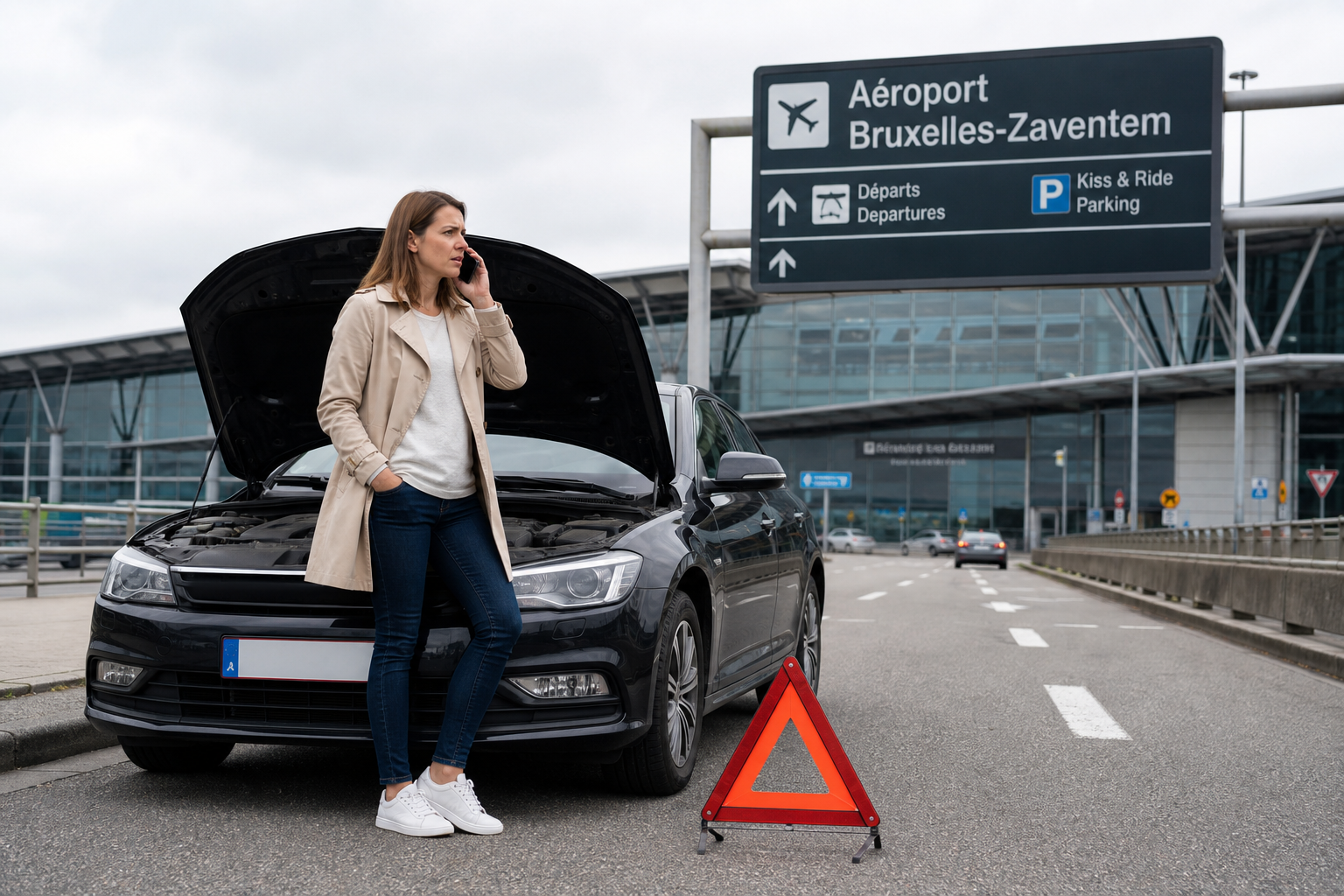 Panne de voiture à l'aéroport de Bruxelles-Zaventem : la marche à suivre