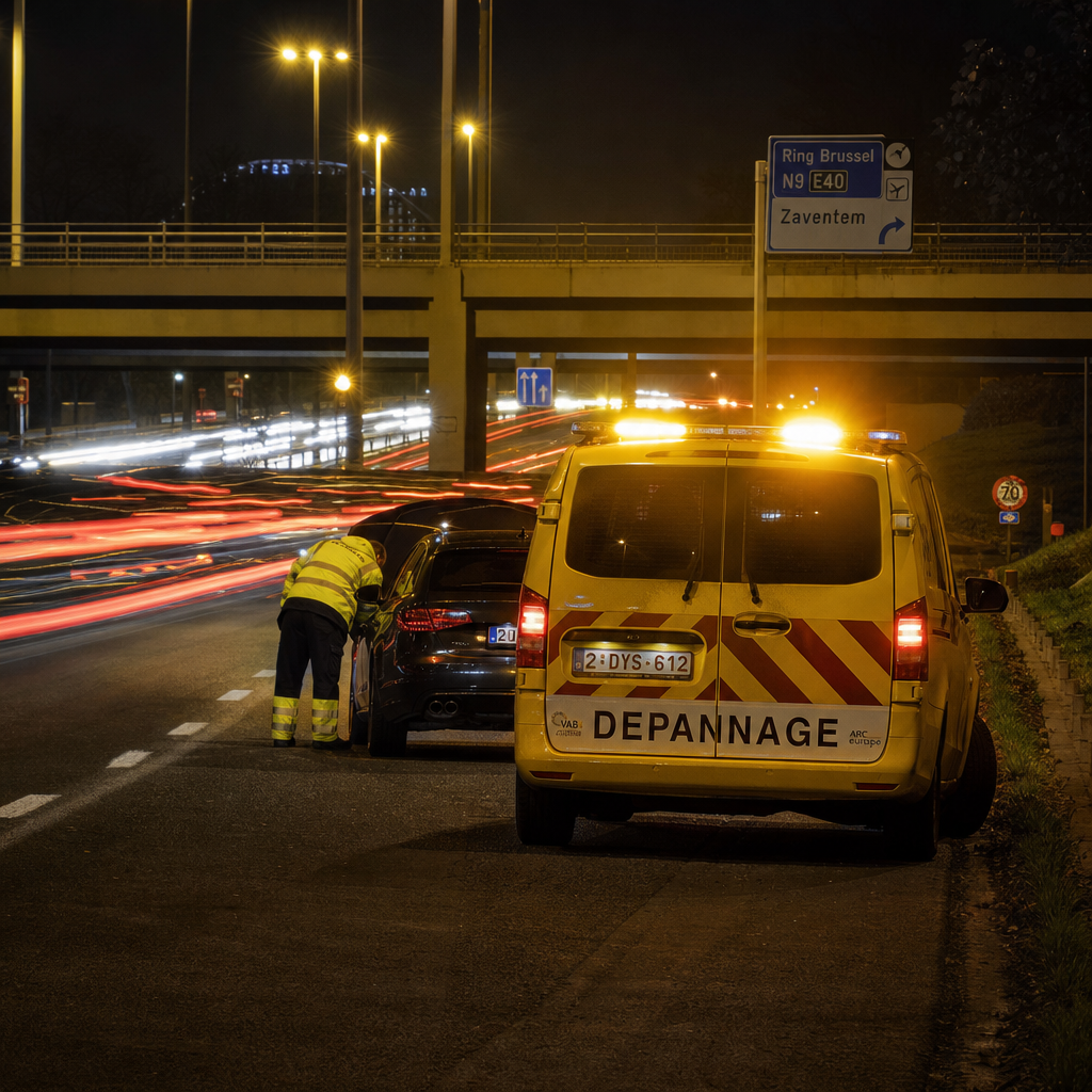 intervention-de-depannage-ring-bruxelles-de-b4kf Intervention de dépannage ring Bruxelles de nuit pour un véhicule en panne.