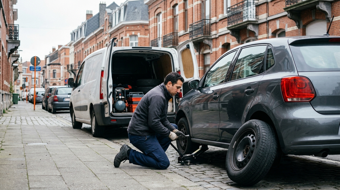 Prix Changement Pneu Crevé à Bruxelles : Tarifs 2026 et Ce Qui Influence le Coût