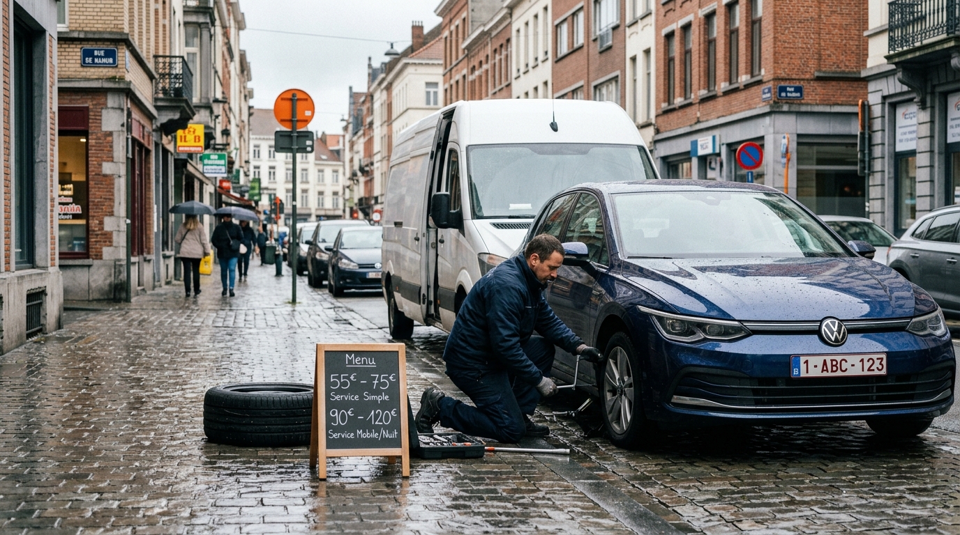 Prix changement pneu crevé à Bruxelles : les fourchettes tarifaires en 2026